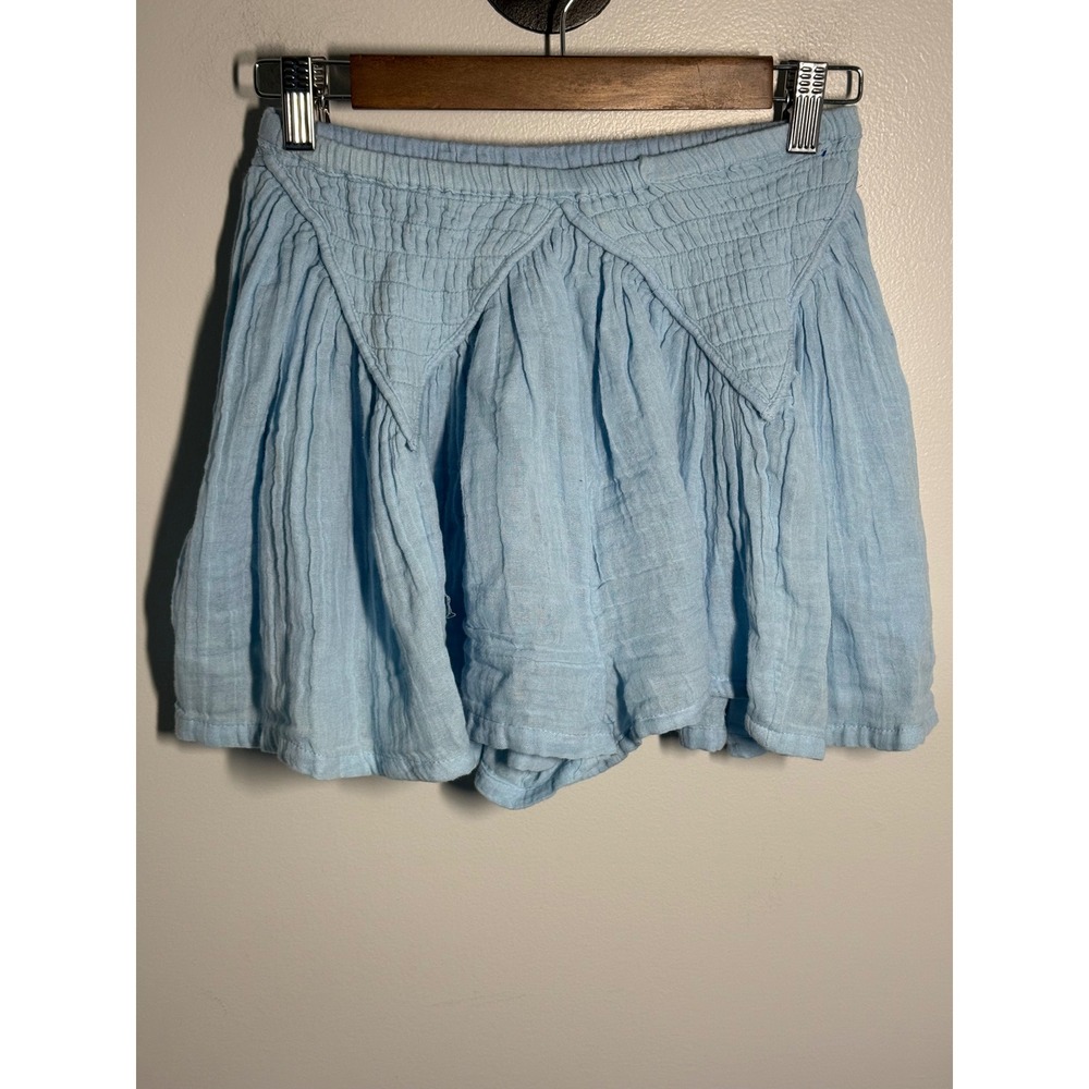 Free People Light Blue Gauze Smocked Waist Flowy Skort Shorts Womens XS